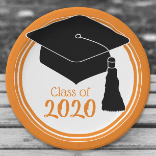 Plato De Papel Clase de Naranja y blanco de la cubierta de 2024