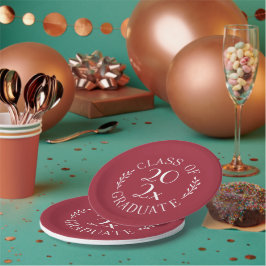 Plato De Papel Clase De Partido De Graduación Blanca Borgoña De M