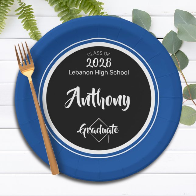 Plato De Papel Clase de Partido de Graduación Mínima Azul Negro (Subido por el creador)
