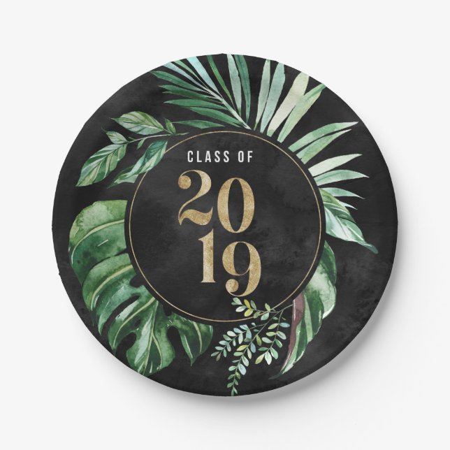 Plato De Papel Clase de placa de papel verde de Monstera 2019 (Anverso)