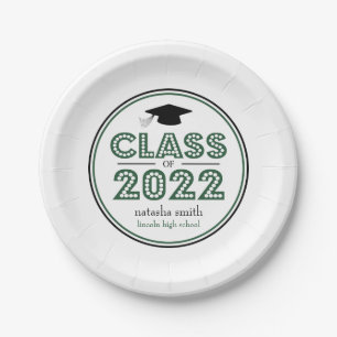 Plato De Papel Clase De Placas De Graduación De 2022 (Esmeralda)