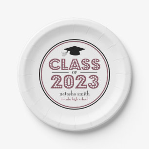 Plato De Papel Clase De Placas De Graduación De 2023 (Maroon)