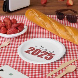 Plato De Papel Clase de Purpurina rojo de 2025