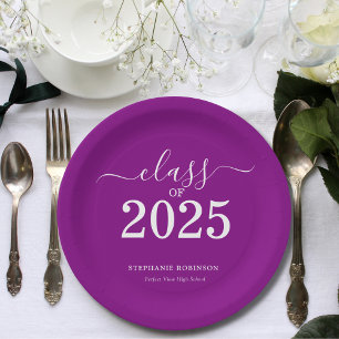 Plato De Papel Clase del Partido de Graduación Púrpura de 2025