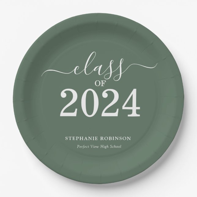 Plato De Papel Clase del Partido Verde de Graduación 2024 (Anverso)