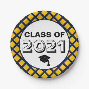 Plato De Papel Clase Navy & Gold de 2024 Graduación