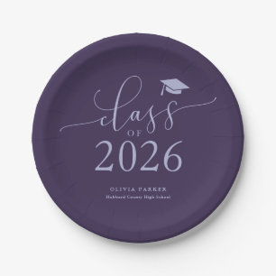 Plato De Papel Clase púrpura del Partido de Graduación de 2025