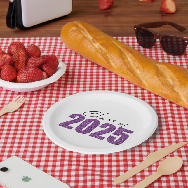 Plato De Papel Clase Purpurina púrpura de 2025 (Picnic)