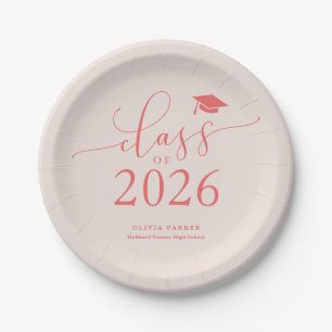Plato De Papel Clase rosa del Partido de Graduación 2025