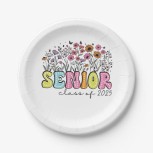 Plato De Papel Clase Senior 2025 de Flores Primavera 2025