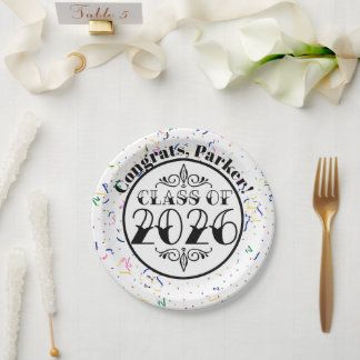 Plato De Papel Clase Tattoo Style de graduación 2026