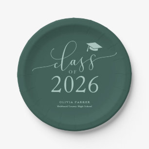 Plato De Papel Clase Verde del Partido de Graduación de 2025