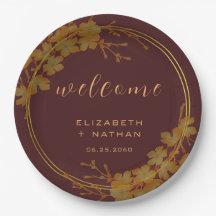 Clásica Borgoña Oscura y Floral de oro