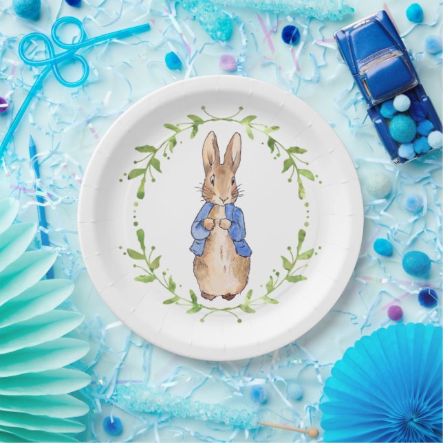 Plato De Papel Clásica corona verde de conejo (Fiesta)