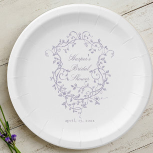 Plato De Papel Clásica ducha de novia floral de lavanda francesa