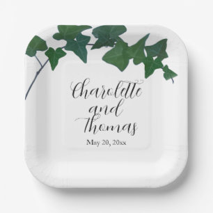 Plato De Papel Clásica marfil verde inglés