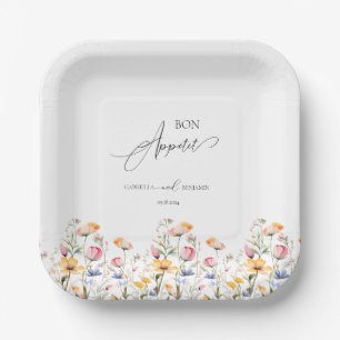 Plato De Papel Clásico de Bodas de Flores Silvestres de Pradera e