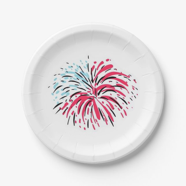 Plato De Papel Clásico de fuegos artificiales (Anverso)