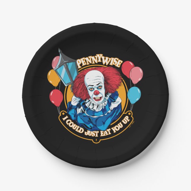 Plato De Papel Clásico De Pennywise - Podría Comerte. (Anverso)