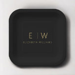 Plato De Papel Clásico elegante moderno Minimalista oro negro<br><div class="desc">Disfrute de su experiencia gastronómica con nuestra elegante y clásica placa Minimalista de Monograma. Este plato, de diseño meticuloso, combina a la perfección la sofisticación atemporal con el minimalismo contemporáneo, añadiendo un toque de elegancia refinada a los ambientes de las mesas. Elaborado con precisión y atención a los detalles, este...</div>