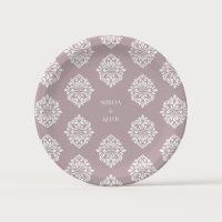 Clásico Elegante Vintage Damask Rosa Pálido Boda