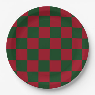 Plato De Papel Clásico estampado de tablero de ajedrez de Navidad