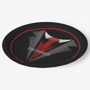 Plato De Papel Clásico Gentleman Red Tie 2