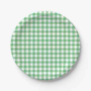 Plato De Papel Clásico Gingham Summer Green
