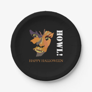 Plato De Papel Clásico Hombre Lobo, Feliz Halloween