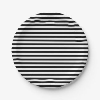 Plato De Papel Clásico Minimal moderno con rayas blancas y negras