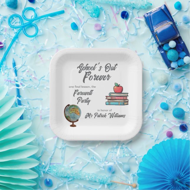 Plato De Papel Clásico nostálgico de retiro de profesores (Fiesta)