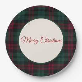 Plato De Papel Clásico Plaid Navidad Feliz Navidad