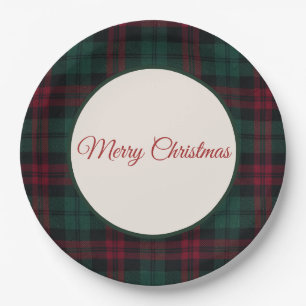 Plato De Papel Clásico Plaid Navidad Feliz Navidad