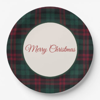 Plato De Papel Clásico Plaid Navidad Feliz Navidad