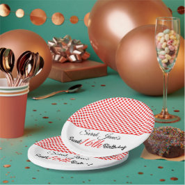 Plato De Papel Clásico Rojo de Lunares Cumpleaños Sweet 16 Person