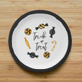 Plato De Papel Clásico truco o truco de dulces de Halloween