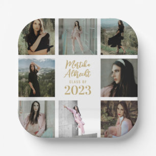 Plato De Papel Clásico y blanco simple   Cuadrícula de fotos de g