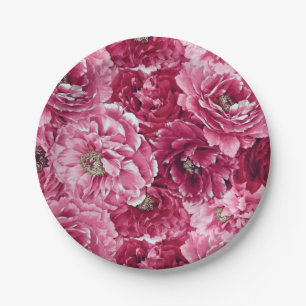 Plato De Papel Clásicos Peonies Clusters Placas de papel floral