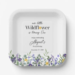 Plato De Papel Classic Blue Our Little Wildflower 1st Birthday