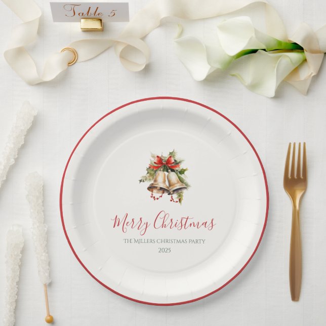 Plato De Papel Classic Christmas Elegant Paper Plates (Boda)