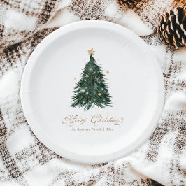 Plato De Papel Classic Christmas Evergreen 