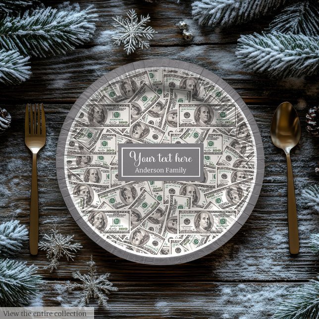 Plato De Papel Classic funny gift dollar pattern personalized (Funny gift modern dollar pattern personalized wrap)
