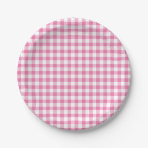 Plato De Papel Classic Gingham Fuchsia