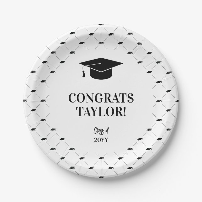 Plato De Papel Classic Graduation Cap Personalized (Anverso)