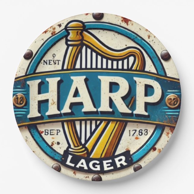 Plato De Papel Classic Harp Lager Beer Logo Round (Anverso)
