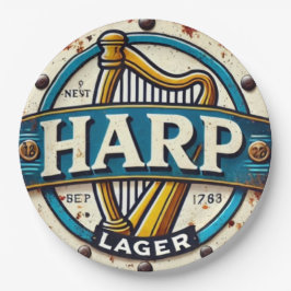 Plato De Papel Classic Harp Lager Beer Logo Round