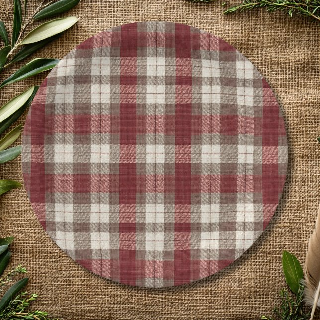 Plato De Papel Classic Ivory Brown Rust Red Plaid Pattern (Subido por el creador)
