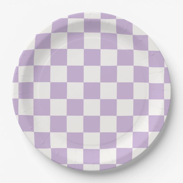 Plato De Papel Classic Lilac Gingham Picnic (Anverso)