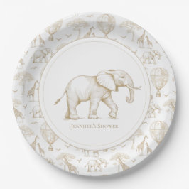 Plato De Papel Classic Little Wild One Baby Shower Toile