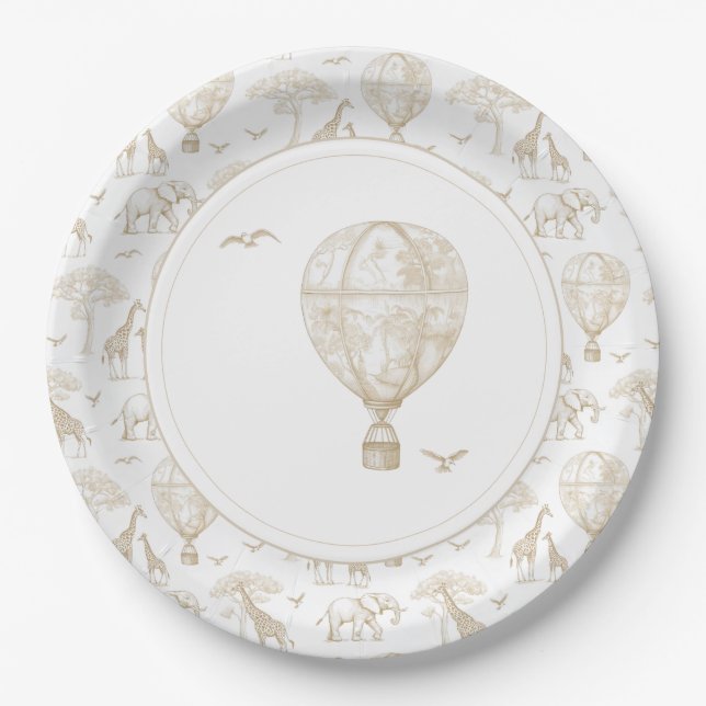 Plato De Papel Classic Little Wild One Baby Shower Toile (Anverso)